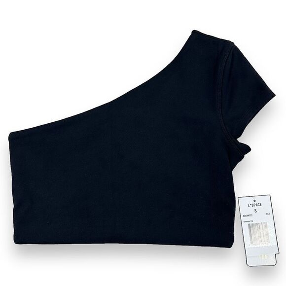 L*Space Genessee Top Women’s Size Small S Black One Shoulder Active Top - Picture 4 of 7
